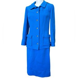 Vintage 1960s MANFORD Blue Blazer Skirt Set MCM 60s size 18